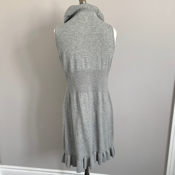 Gray Wool Blend Duster Knee Length Long Ruffle Tie Vest - S/M - Picture 7 of 10
